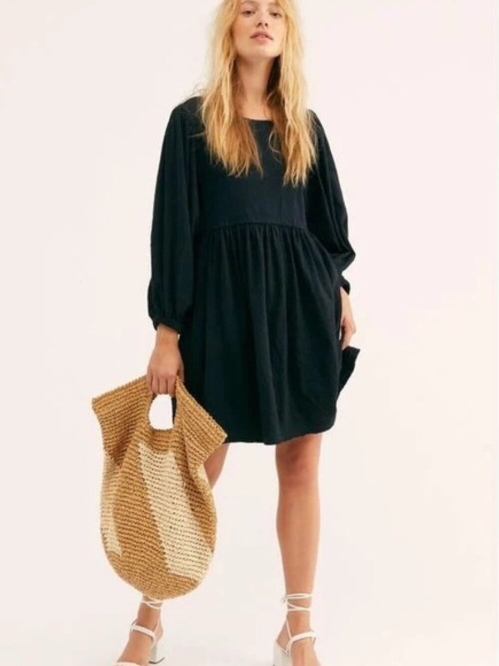 Free People Beach Get Obsessed Black Babydoll Dress sz S - Picture 4 of 9